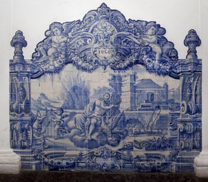 Allegorie van het vuur - Azulejos, geschilderd aardewerk