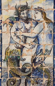 Azulejos tegels in de paleistuinen met zeedieren door Portuguese School