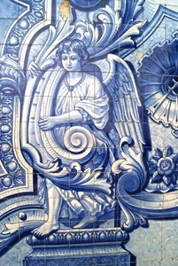 Decoratief paneel dat een engel afbeeldt, Lamego, Portugal. 1738