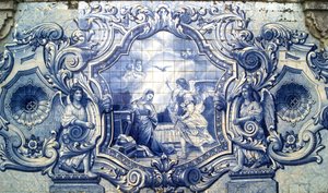 Decoratief paneel met de annunciatie, Lamego, Portugal. 1738