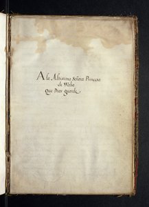 Opdracht aan Infanta Maria van Spanje, uit een geschiedenis van de omzwervingen van de Syon-nonnen, samengesteld in Lissabon in het begin van de 17e eeuw door Portuguese School