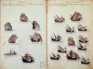 Manuscriptpagina Herinneringen van de armadas van Portugal onder Koning Manuel I (1469-1521)