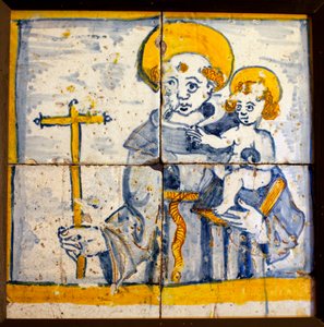 Sint Antonius van Lissabon (Sint Antonius van Lissabon), geglazuurd aardewerk door Portuguese School
