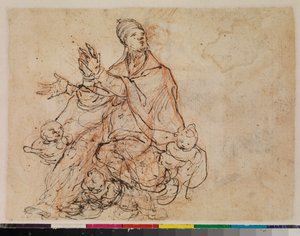 Studie voor de apotheose van een bisschop heilige, verso, 1675-99