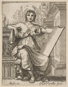 Zittende Vrouw met een Tablet door Possibly by Jean Antoine de Maroulles