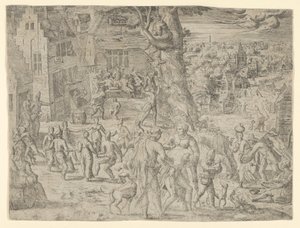 De dorpskermis, 1549 door Possibly by Peeter van der Borcht.