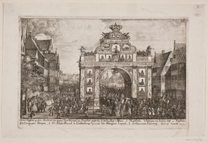 Frederik V passeert de erepoort in Horsens door Poul Isac Grønvold