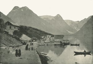 Mundal, aan de Fjaerlandsfjorden, Sogn, Noorwegen, 1895 door Poulton and Co