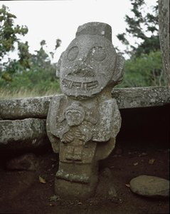 Megalithische sculptuur van vruchtbaarheidsgodin