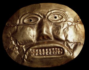 Precolumbiaanse beschaving Calima: gouden begrafenismasker