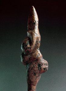 Prehistorie: Venus van Savignano, antropomorfe lithische sculptuur gevonden in 1925 in Savignano sul Panaro. Boven-Paleolithicum, Steentijd. Hoogte: 22 cm. Museo Nazionale Preistorico Etnografico Luigi Pigorini, Rome, Italië