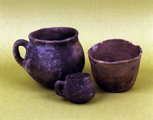 Vaas en vaten van de Hunseaanse bevolking van Lagozza (3100 v.Chr. - 2200 v.Chr.) van Noord-Italië. Neolithische periode door Prehistoric Prehistoric