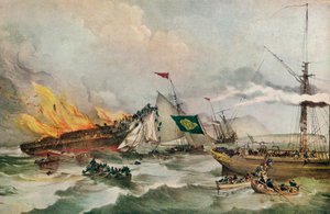 De brand van de Ocean Monarch, ca. 1848