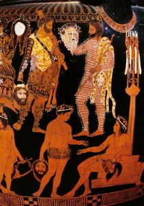Vaas van Pronomos, krater met rode figuren (detail)