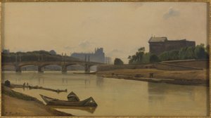 Le pont de la Concorde vu du quai de la Conférence, circa 1830 door Prosper Barbot