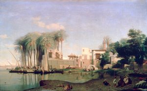 Beni Suef aan de Nijl, 19e eeuw door Prosper Georges Antoine Marilhat