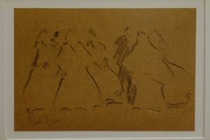 schets van vrouwelijke figuren, Narcís Puget Riquer, houtskooltekening, Puget museum, adellijk huis Can LLaudis, Dalt Vila, Ibiza, Balearen, Spanje