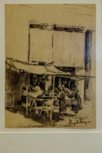 het plein, Narcís Puget Riquer, houtskooltekening, Puget museum, adellijk huis Can LLaudis, Dalt Vila, Ibiza, Balearen, Spanje