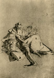 Oude man zittend door Pupil of Tiepolo