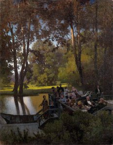 ""Lunch in het park"" Schilderij van Pyotr Alexandrovich Sukhodolsky (Soukhodolsky) (1835-1903)