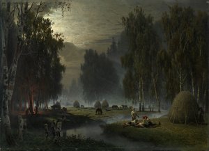 Hooimakers. Avondrust door Pyotr Alexandrovich Sukhodolsky