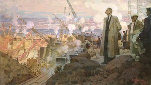 Maxim Gorky (1868-1936) bij de Bouw van de Waterkrachtcentrale 
