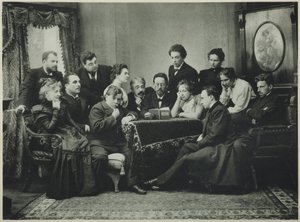 Anton Tsjechov leest De Meeuw met het Moskouse Kunsttheatergezelschap, 1899 door Pyotr Petrovich Pavlov
