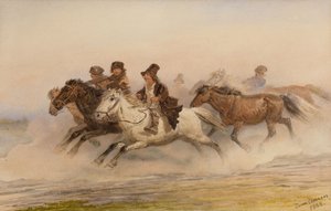 De Nachtwacht. Illustratie voor Schetsen uit een Jagersalbum door I. Toergenjev door Pyotr Petrovich Sokolov
