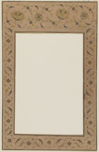 Gestencilde manuscript rand met bloemmotieven door Qajar School