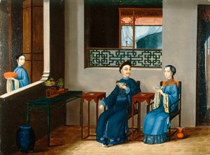 Een Koppel Thee Drinkend door Qing Dynasty Chinese School