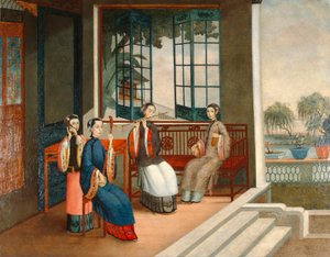 Muzikanten, c.1800 door Qing Dynasty Chinese School