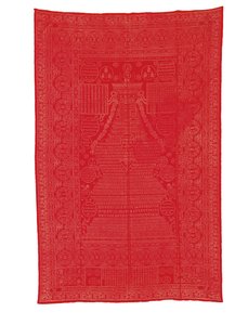 Roodgrond zijden brokaat bedekking, late Qing-dynastie door Qing Dynasty Chinese School