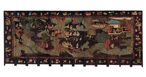 Twaalfvoudig coromandelscherm, 18e eeuw door Qing Dynasty Chinese School