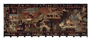 Twaalfvoudig coromandel scherm, 18e eeuw door Qing Dynasty Chinese School