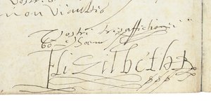 Handtekening op een brief van Elizabeth I van Engeland aan Hendrik IV van Frankrijk, ca. 1596