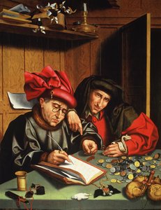 De Geldschieters door Quentin (attr. to) Massys or Metsys