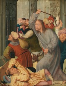 Christus verdrijft de geldwisselaars uit de tempel door Quentin Massys or Matsys