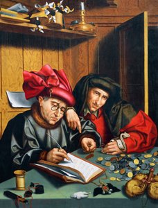 Geldschieters, circa 1515 door Quentin Massys or Matsys