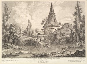 Uitzicht op toren bij Blois, midden 18e eeuw door Quentin Pierre Chedel