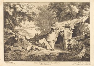 Uitzicht op enkele eenzame grotten van de Thebaïde