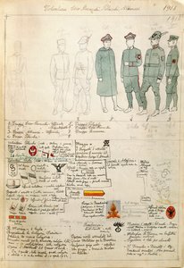 Albanese, Tsjechoslowaakse en Poolse vrijwilligersuniformen van Koninkrijk Italië, kleurenplaat