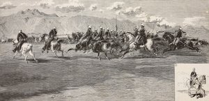 Cavalerie-oefeningen op 17 september, met lansier rechts, Pordenone door Quinto Cenni