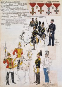 Gendarmes, marinesoldaten en officieren van het 3e Cavalerie Archduke Maximilian Regiment, Oostenrijkse Keizerlijke uniformen door Quinto Cenni