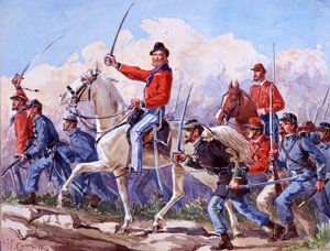 Risorgimento: de troepen van Giuseppe Garibaldi marcheren naar Rome door Quinto Cenni