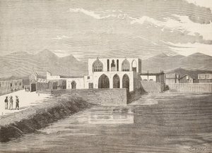 Het paleis van de Italiaanse vice-gouverneur, Massawa, Eritrea, gravure naar tekening van Quinto Cenni en schets van Pieragostini, uit L