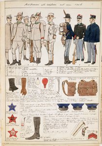 Uniformvariaties van het Koninkrijk Italië, kleurplaat door Quinto Cenni