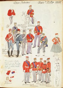 Uniformen van het Vrijwilligerskorps van het Koninkrijk Italië door Quinto Cenni, kleurenplaat door Quinto Cenni