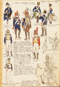 Uniformen van Artillerie van Koninkrijk Frankrijk, kleurplaat door Quinto Cenni