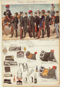 Uniformen van de Koninklijke Carabinieri, officieren en onderofficieren van het Koninkrijk Italië, kleurenplaat door Quinto Cenni