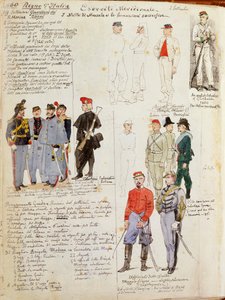 Uniformen van het leger van Zuid-Italië van de voorlopige regering door Quinto Cenni, kleurplaat